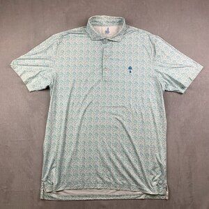 Johnnie-O Mens Shirt Large Malibu Blue Kilmer Polo Featherweight UPF50 Drinks